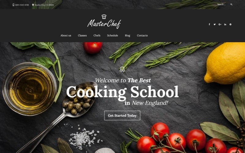 WordPress тема шеф-кухаря кулінарної школи