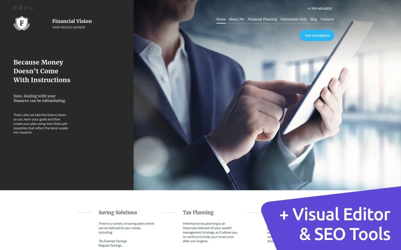 шаблон финансового консультанта moto cms 3