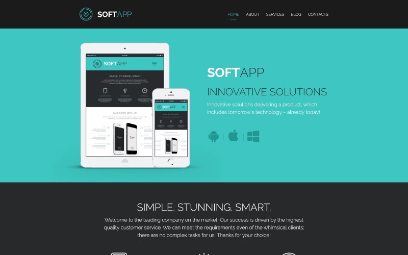 Modelo de site responsivo por software