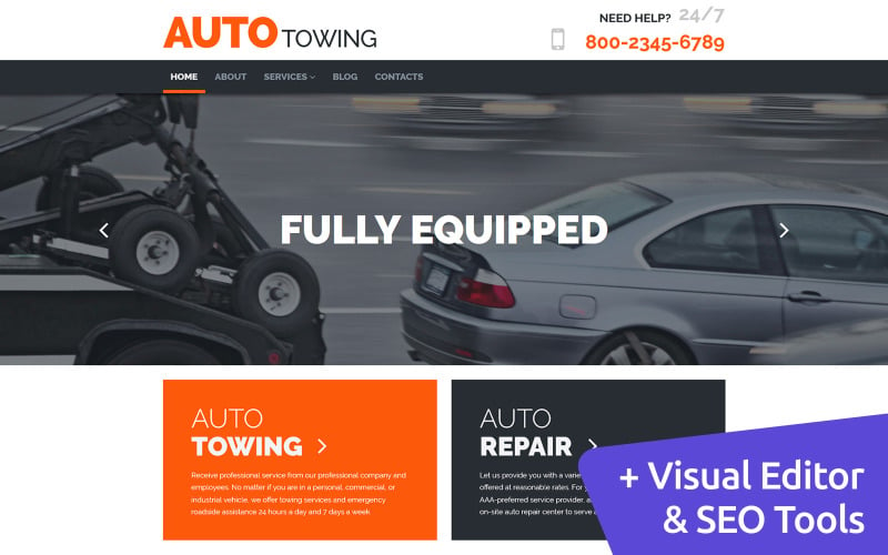 Auto Towing - Car Service Moto CMS 3 Template