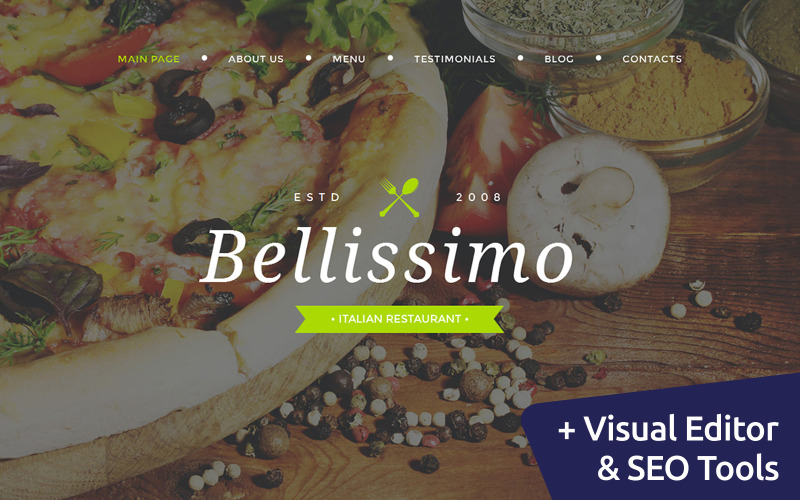 Bellissimo-美丽的Moto CMS 3餐厅模板