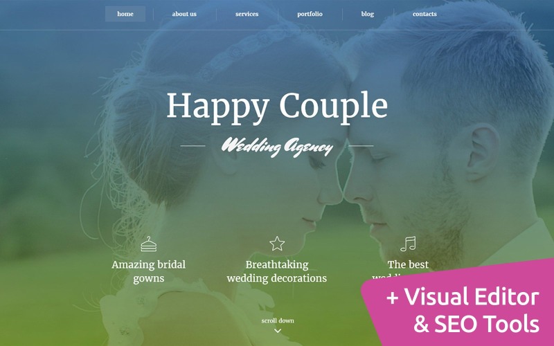 Casal feliz - planejador de casamento modelo Moto CMS 3