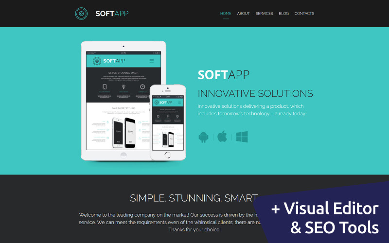 SoftApp - шаблон Moto CMS 3 компании-разработчика программного обеспечения