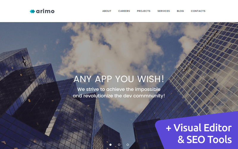 Arimo - Шаблон Moto CMS 3 компании-разработчика программного обеспечения