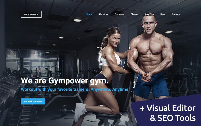 GymPower - Fitness & Bodybuilding Premium Moto CMS 3-sjabloon