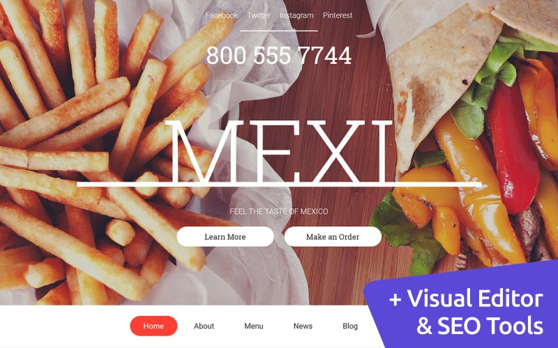 Шаблон Moto CMS 3 для мексиканского ресторана
