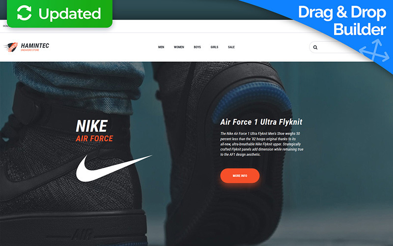 магазин кроссовок отзывчивый шаблон электронной коммерции motocms