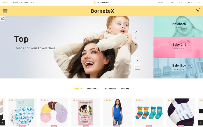 BorneteX - Tema PrestaShop del negozio di maternità