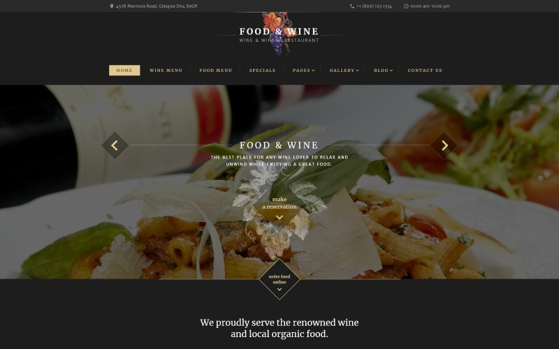 Mat vin webbplats mall