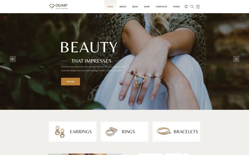 Olimp - internetový obchod s luxusními šperky, vícestránková šablona webových stránek HTML