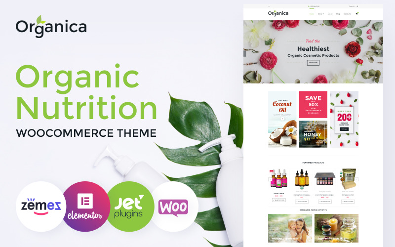 Organica - Bioélelmiszerek, kozmetikumok és bioaktív táplálkozás WooCommerce téma