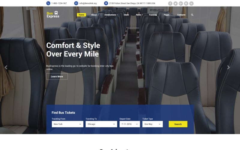 Шаблон адаптивного веб-сайта для транспорта