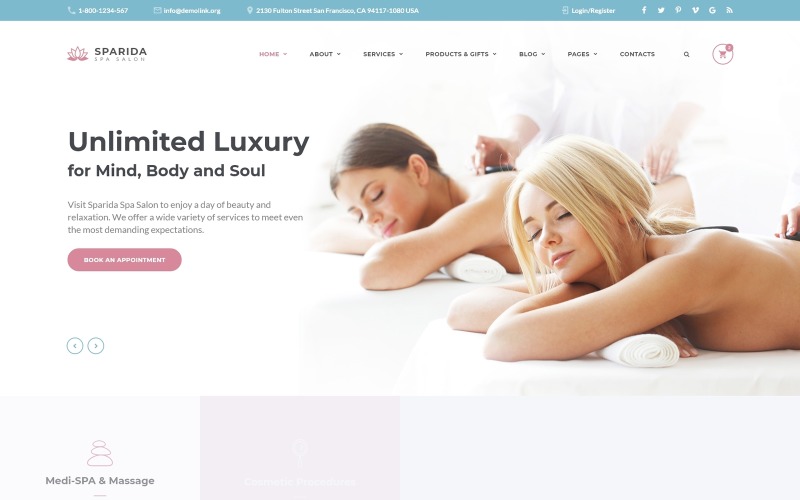 Skönhetsresponsiv webbplatsmall