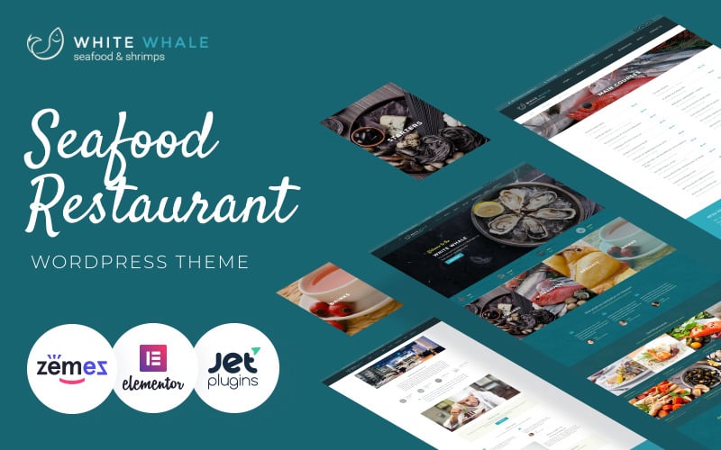 Baleia branca - Tema WordPress de restaurante de frutos do mar