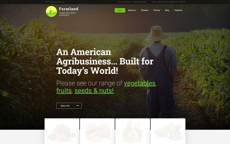 Farmland - Сільське господарство та фермерство WordPress тема