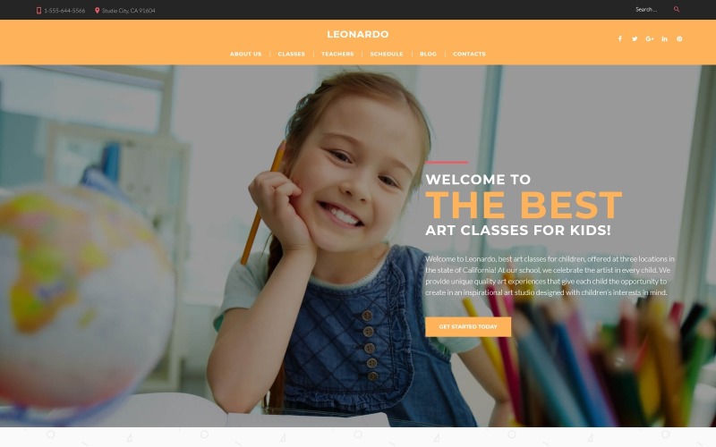 Leonardo Çocuklar için Sanat Okulu WordPress Teması