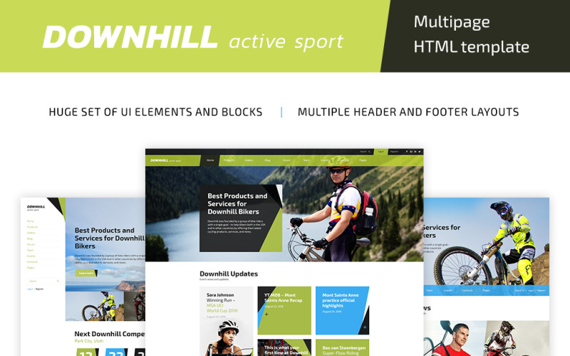 DownHill - aktivní sportovní vícestránková webová šablona HTML5