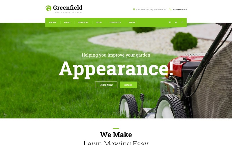GreenField - Fűnyíró vállalat érzékeny WordPress téma