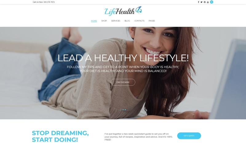 LifeHealth - Tema de WordPress adaptable para un entrenador de estilo de vida saludable
