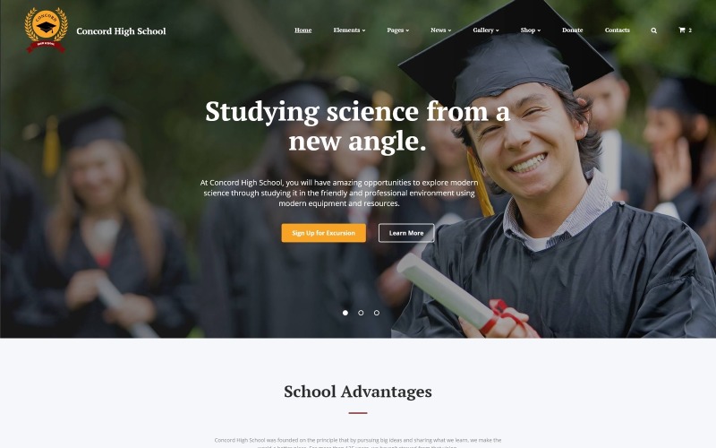 Modello di sito Web reattivo per l'istruzione