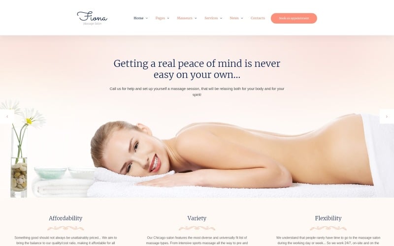 Modello di sito Web reattivo per massaggi