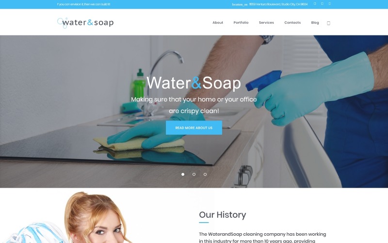 Acqua e sapone - Tema WordPress della società di servizi di pulizia