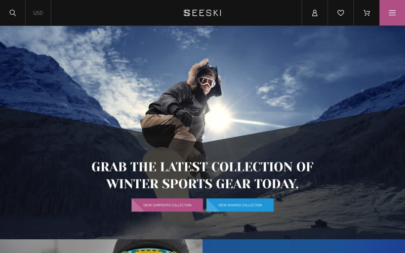 Адаптивная тема Shopify для катания на лыжах