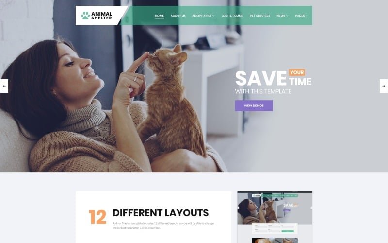 Animal Abrigo - Modelo de site responsivo para cuidados com animais