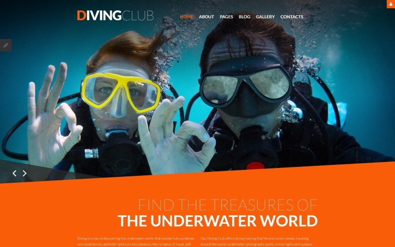 Diving Club - Modello Joomla reattivo per sport, attività all'aria aperta e immersioni