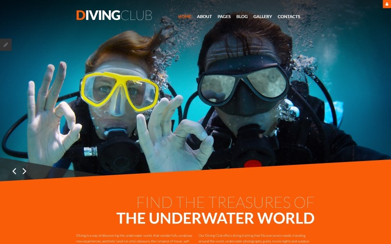 Diving Club - Modello Joomla reattivo per sport e attività all'aperto e immersioni