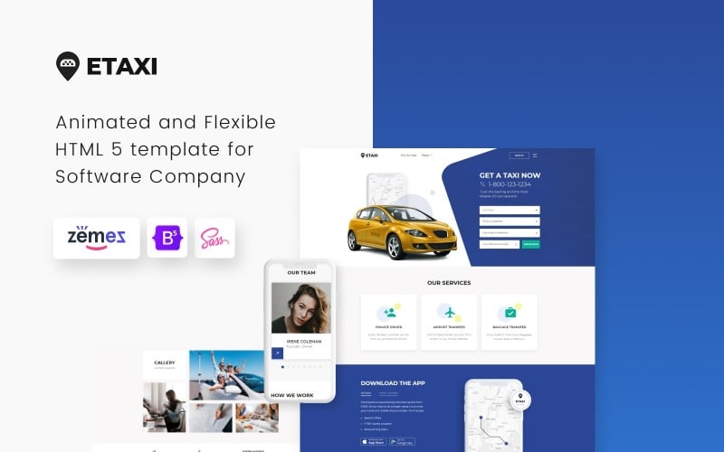 Etaxi - адаптивний шаблон веб-сайту компанії таксі
