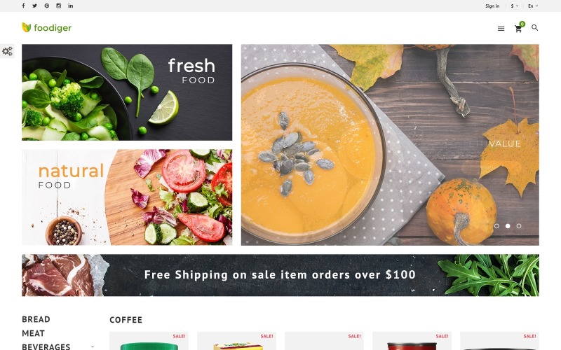 Foodiger - motyw PrestaShop sklepu spożywczego