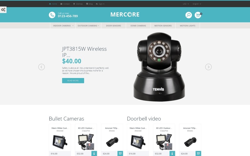 Mercore - motyw PrestaShop dla sklepu z wyposażeniem bezpieczeństwa
