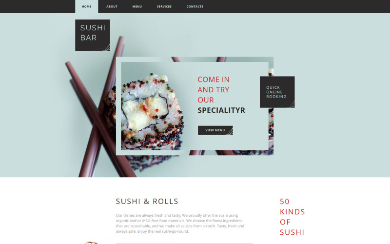 суши бар moto cms html шаблон