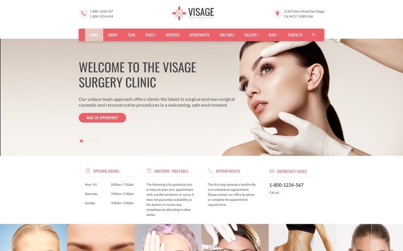 Visage - szablon strony internetowej kliniki chirurgii plastycznej