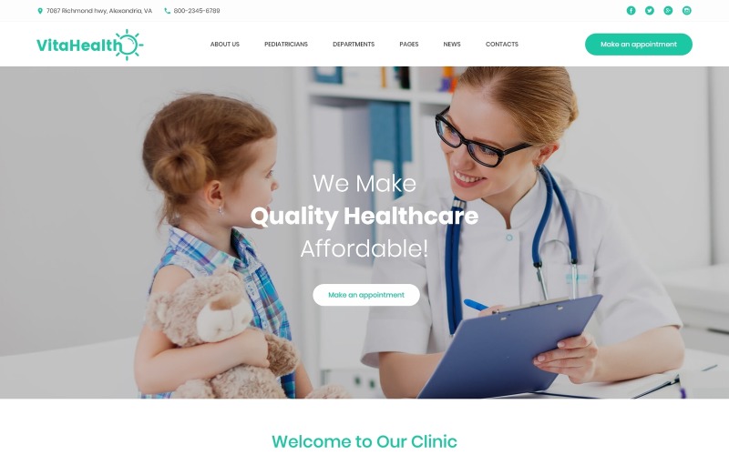 VitaHealth - Адаптивна медична WordPress тема дитячої клініки