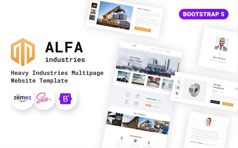 Alfa Industries - Nehézipar többoldalas webhelysablon