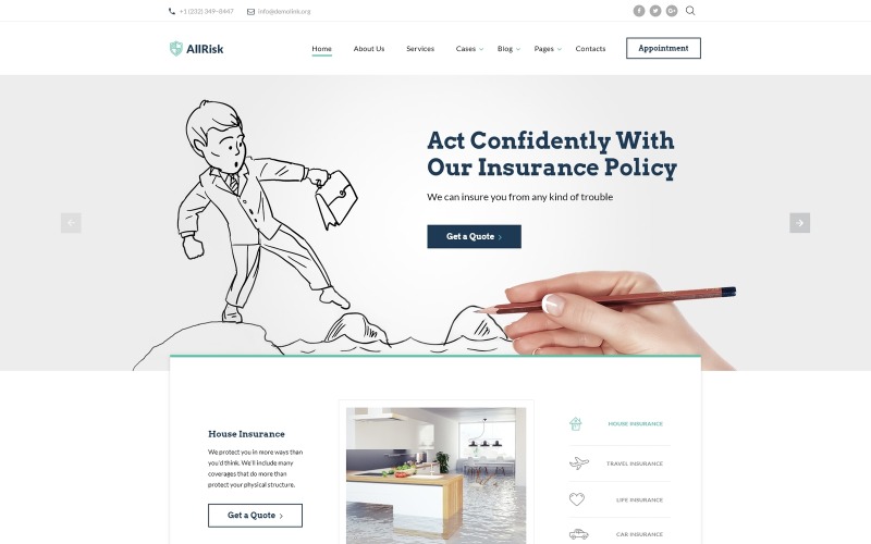 AllRisk - Szablon witryny wielostronicowej firmy ubezpieczeniowej