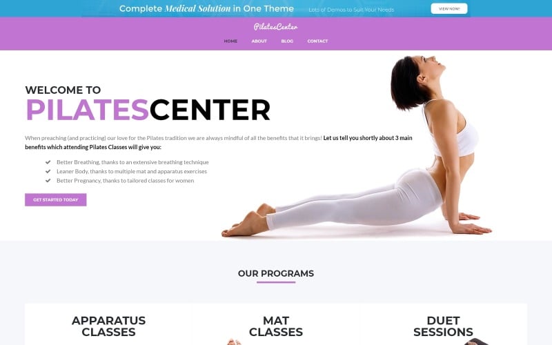 Центр пилатеса - тема WordPress для спорта, фитнеса и йоги