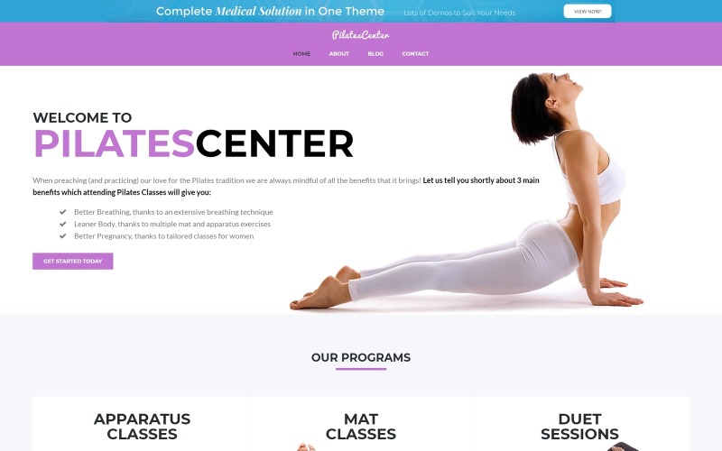 Центр пілатесу - WordPress тема для спорту, фітнесу та йоги