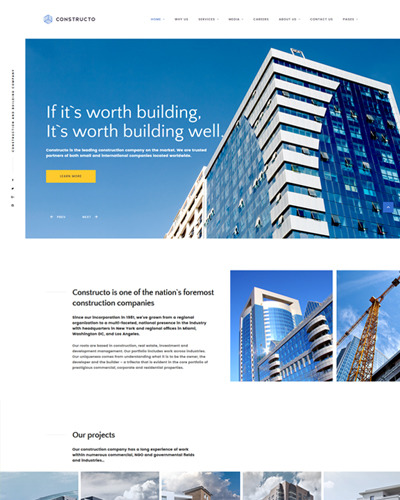 Constructo - Építészeti és Építőipari Vállalat reagáló webhelysablonja
