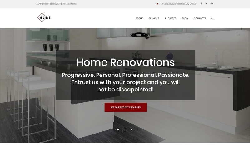 Glide - Tema WordPress da Empresa de Renovação de Casas, Banheiros e Cozinha