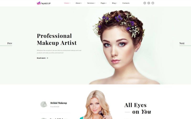 Modèle de site Web réactif pour artiste maquilleur et cosmétique
