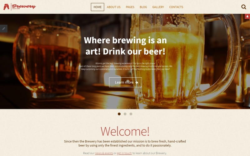 Пивоварня - адаптивний шаблон Joomla від Brewhouse