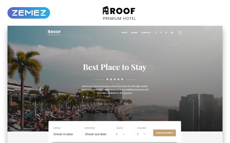 Roof - Hotel Meerdere pagina's Schone Bootstrap HTML5 Website-sjabloon