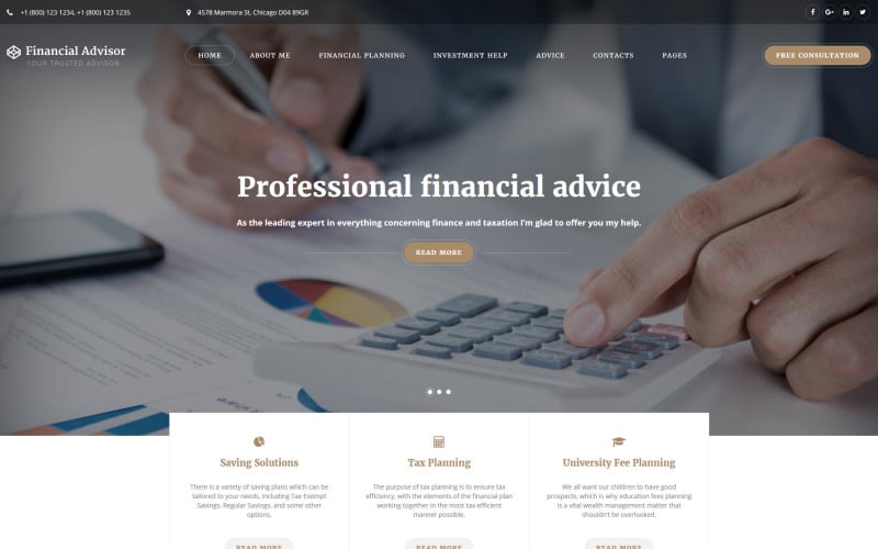 Шаблон многостраничного веб-сайта финансового консультанта
