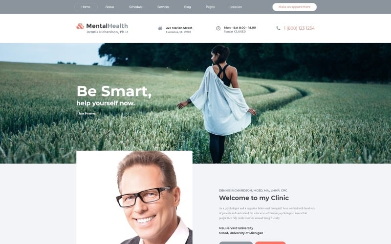 Salud mental: plantilla de sitio web de varias páginas para psicólogos