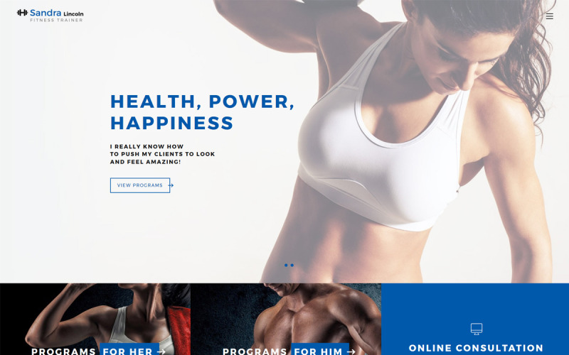 Sandra Lincoln – šablona citlivé webové stránky osobního fitness trenéra