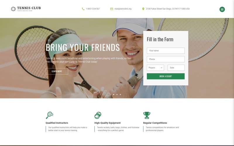 Tennis Club - Sport és események többoldalas webhelysablon