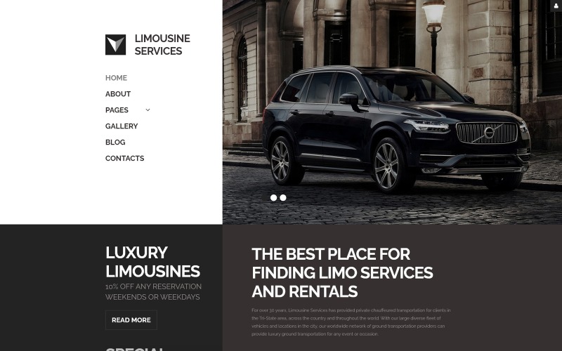 Usługi limuzynowe - responsywny szablon Joomla na usługi luksusowych samochodów